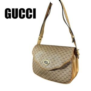 Gucci Tan and Brown Monogram Shoulder Bag
